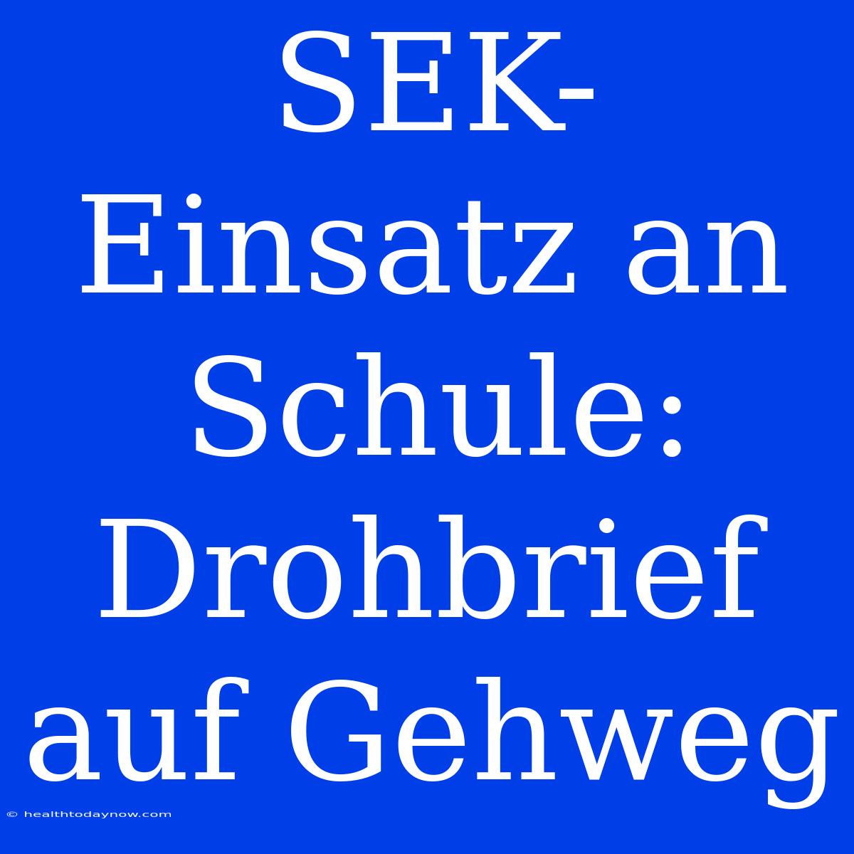 SEK-Einsatz An Schule: Drohbrief Auf Gehweg