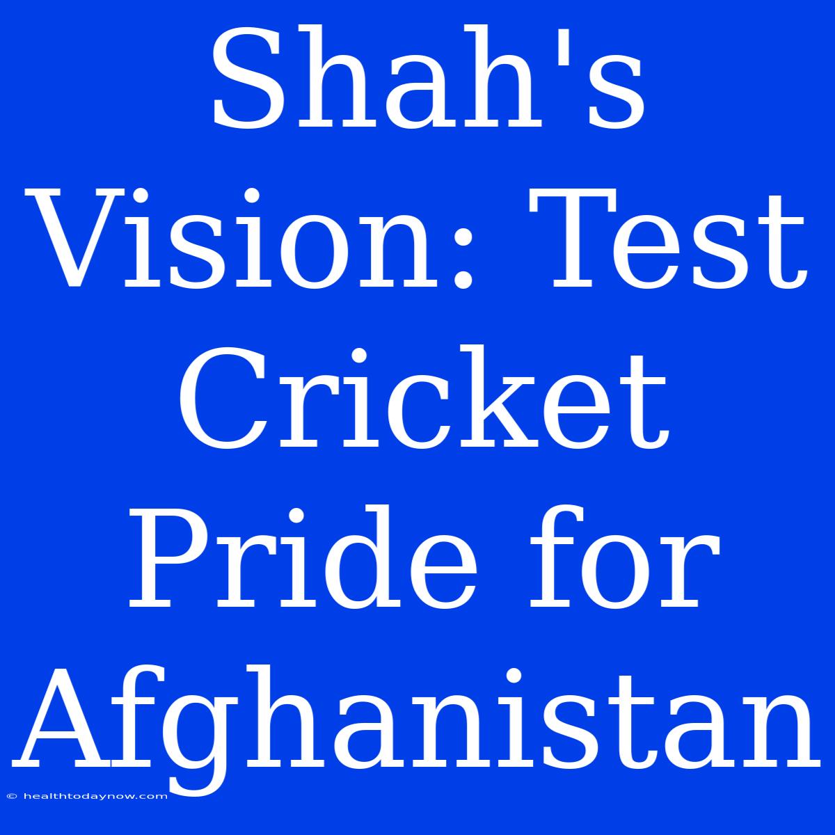 Shah's Vision: Test Cricket Pride For Afghanistan