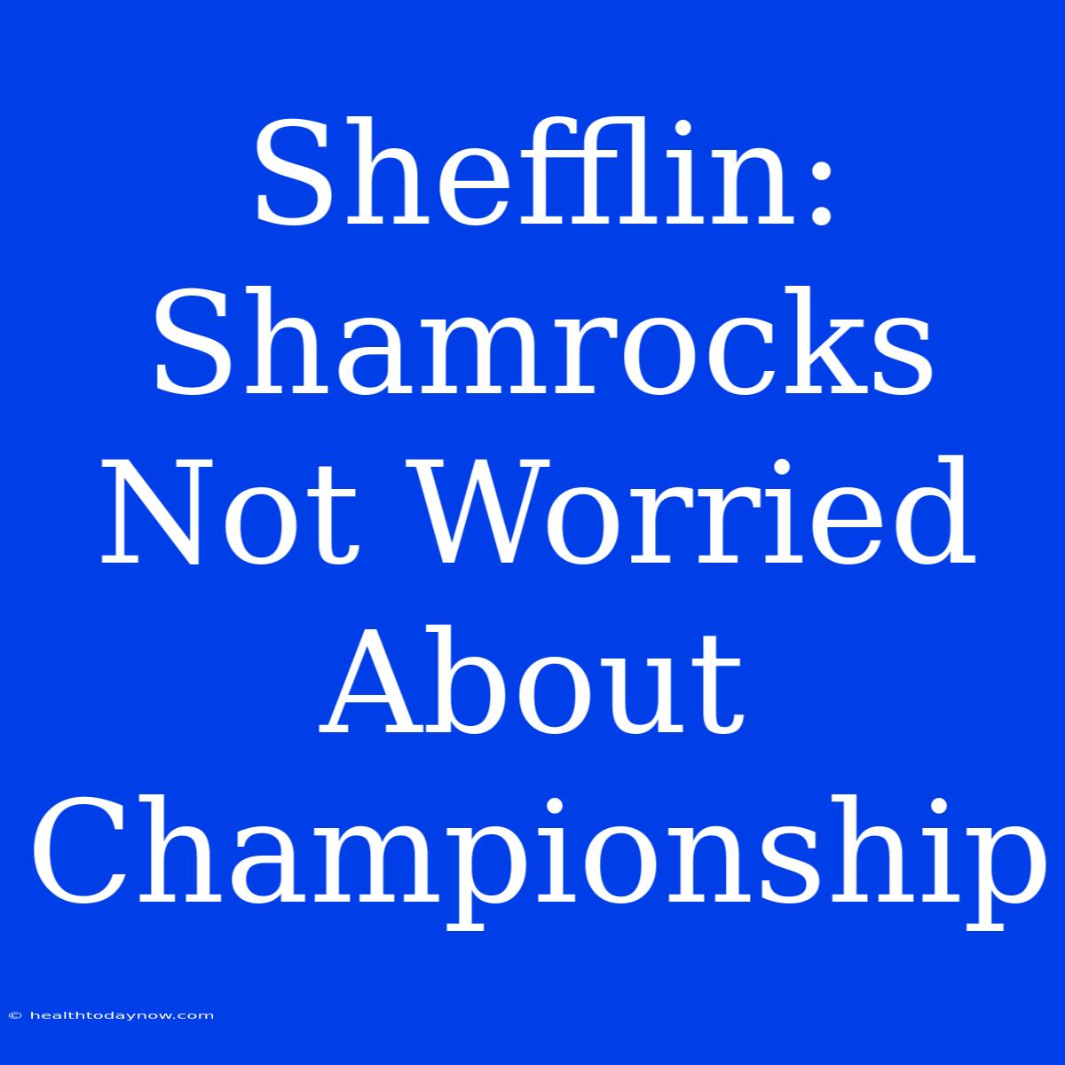 Shefflin: Shamrocks Not Worried About Championship 