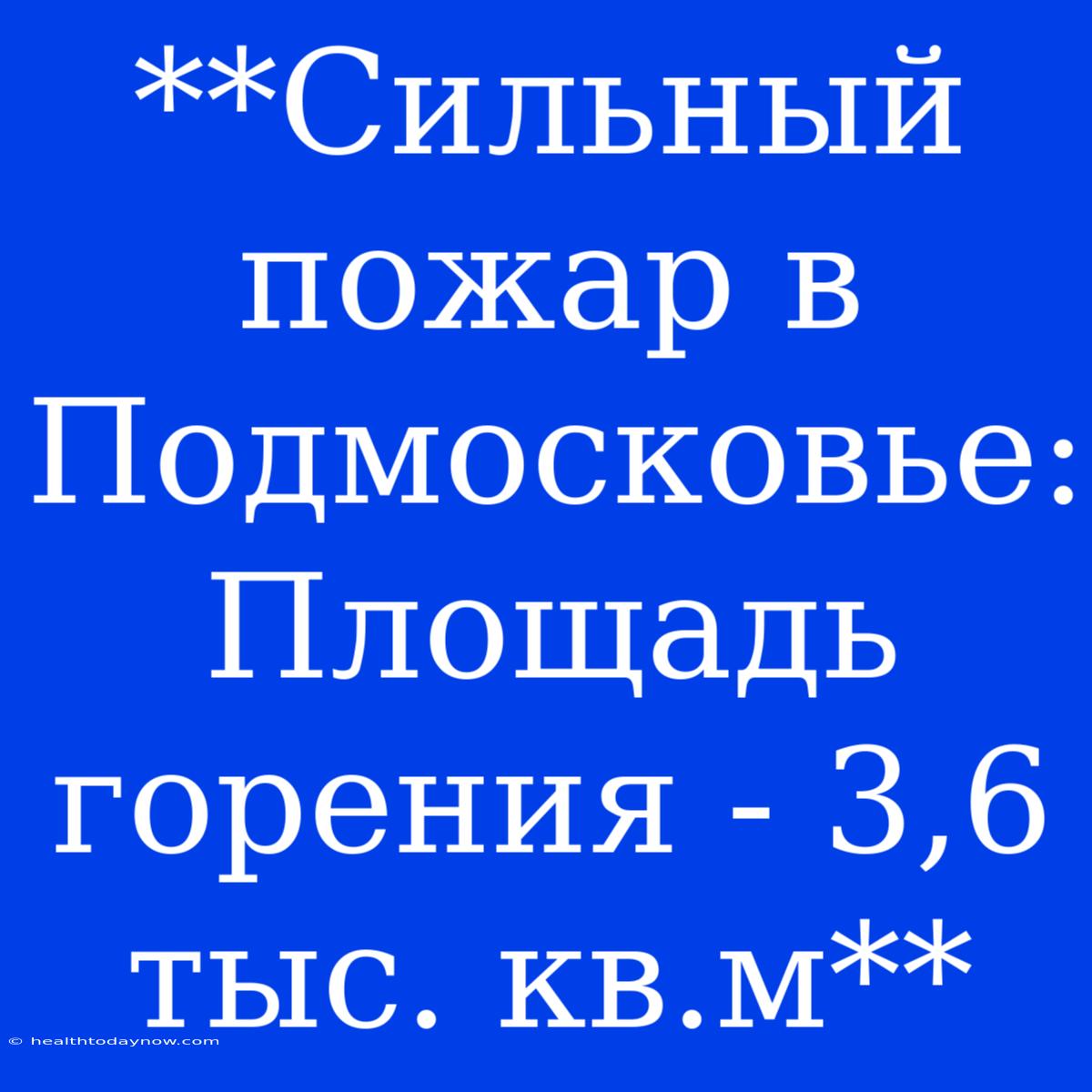 **Сильный Пожар В Подмосковье: Площадь Горения - 3,6 Тыс. Кв.м**