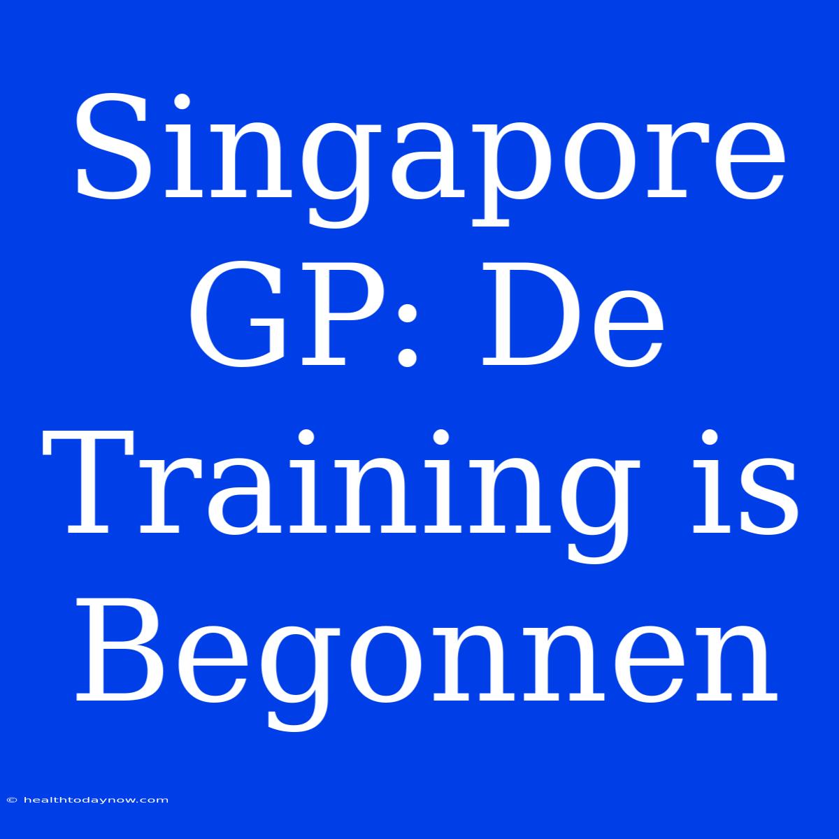 Singapore GP: De Training Is Begonnen