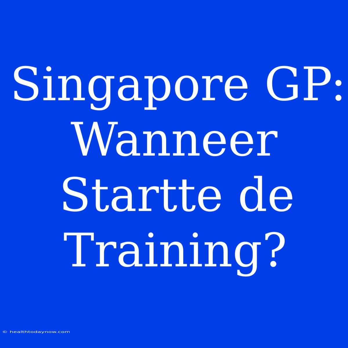 Singapore GP: Wanneer Startte De Training?