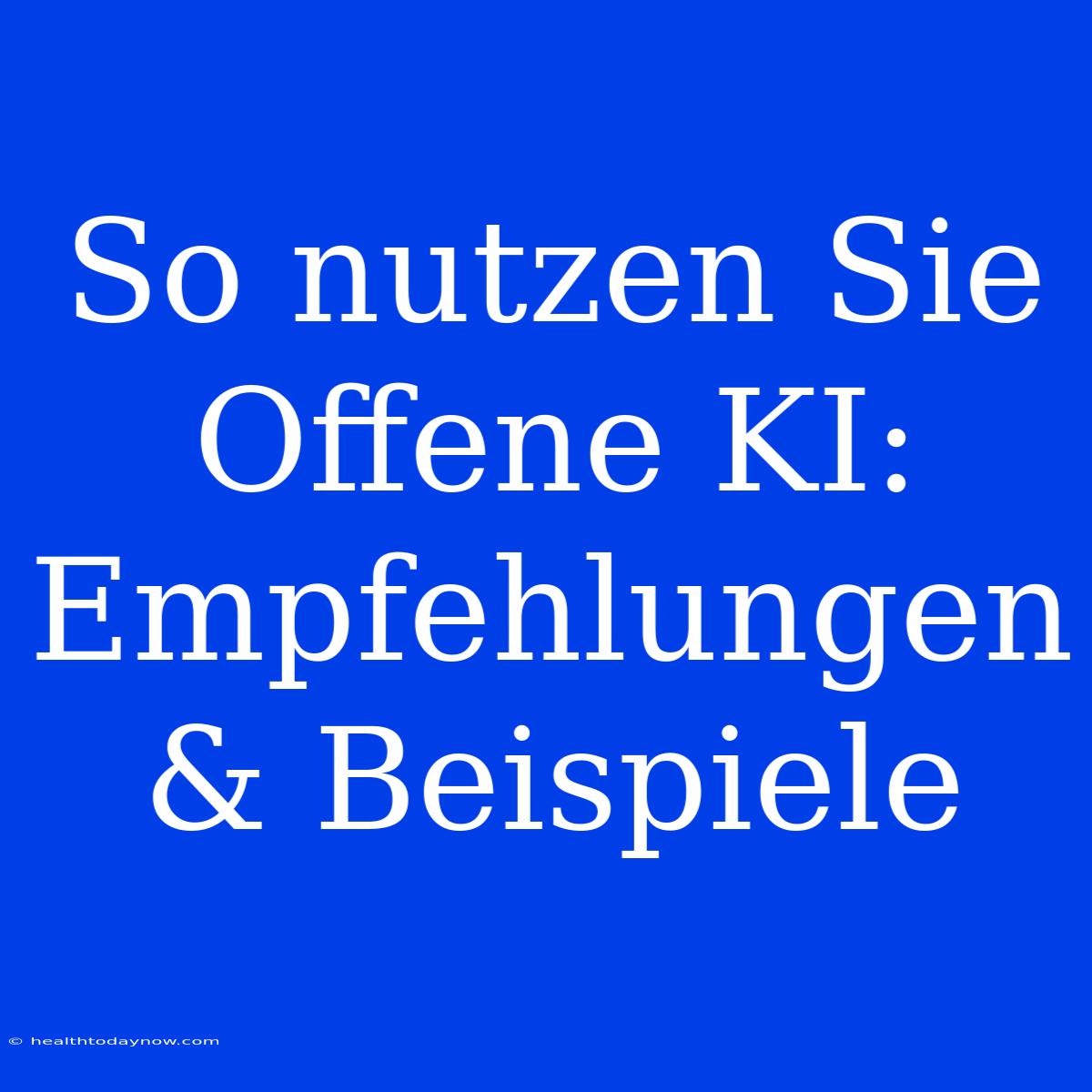 So Nutzen Sie Offene KI: Empfehlungen & Beispiele 