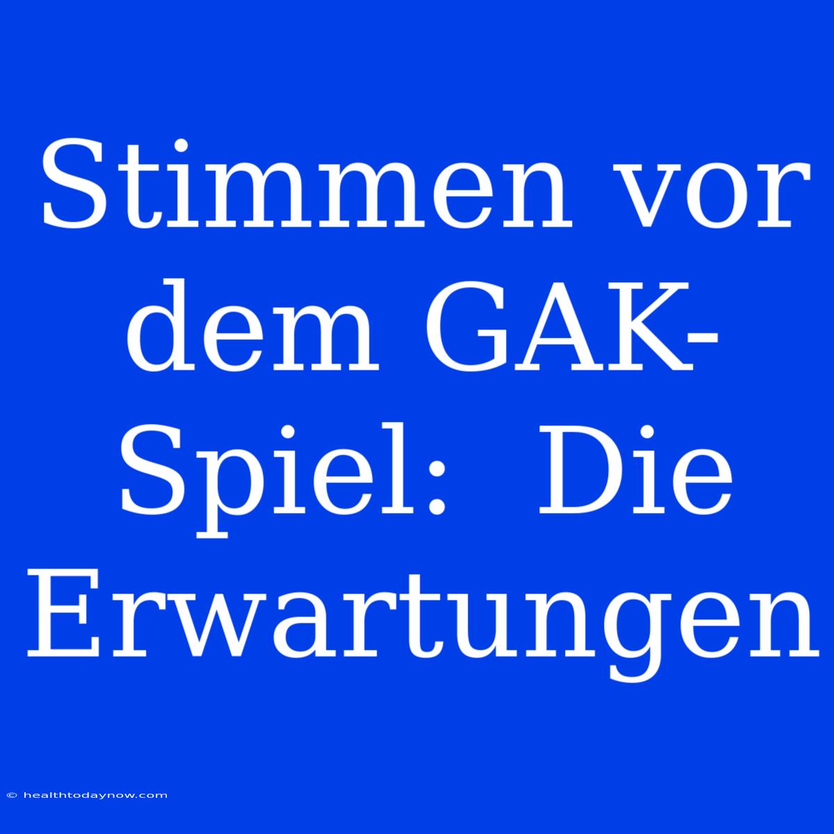 Stimmen Vor Dem GAK-Spiel:  Die Erwartungen