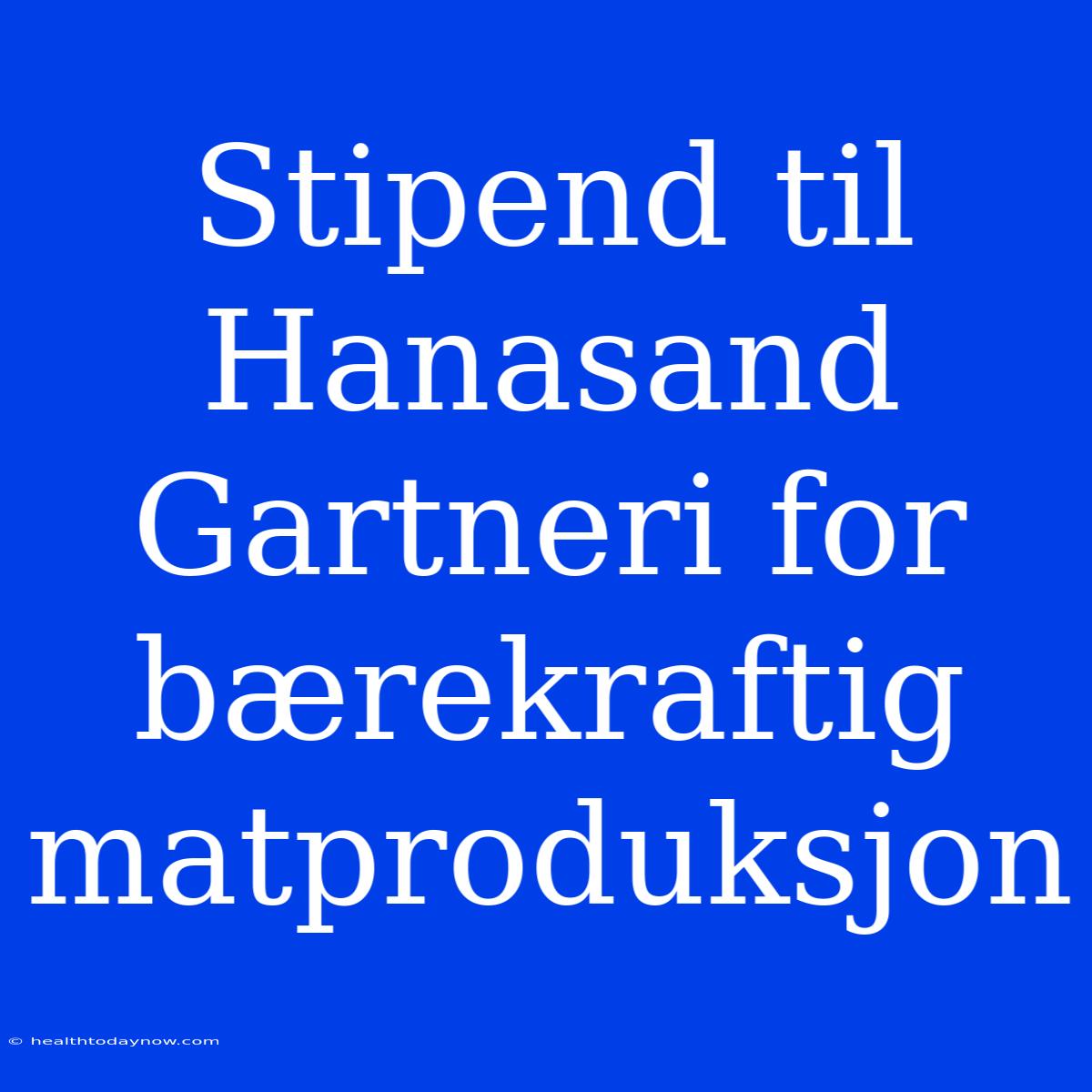 Stipend Til Hanasand Gartneri For Bærekraftig Matproduksjon