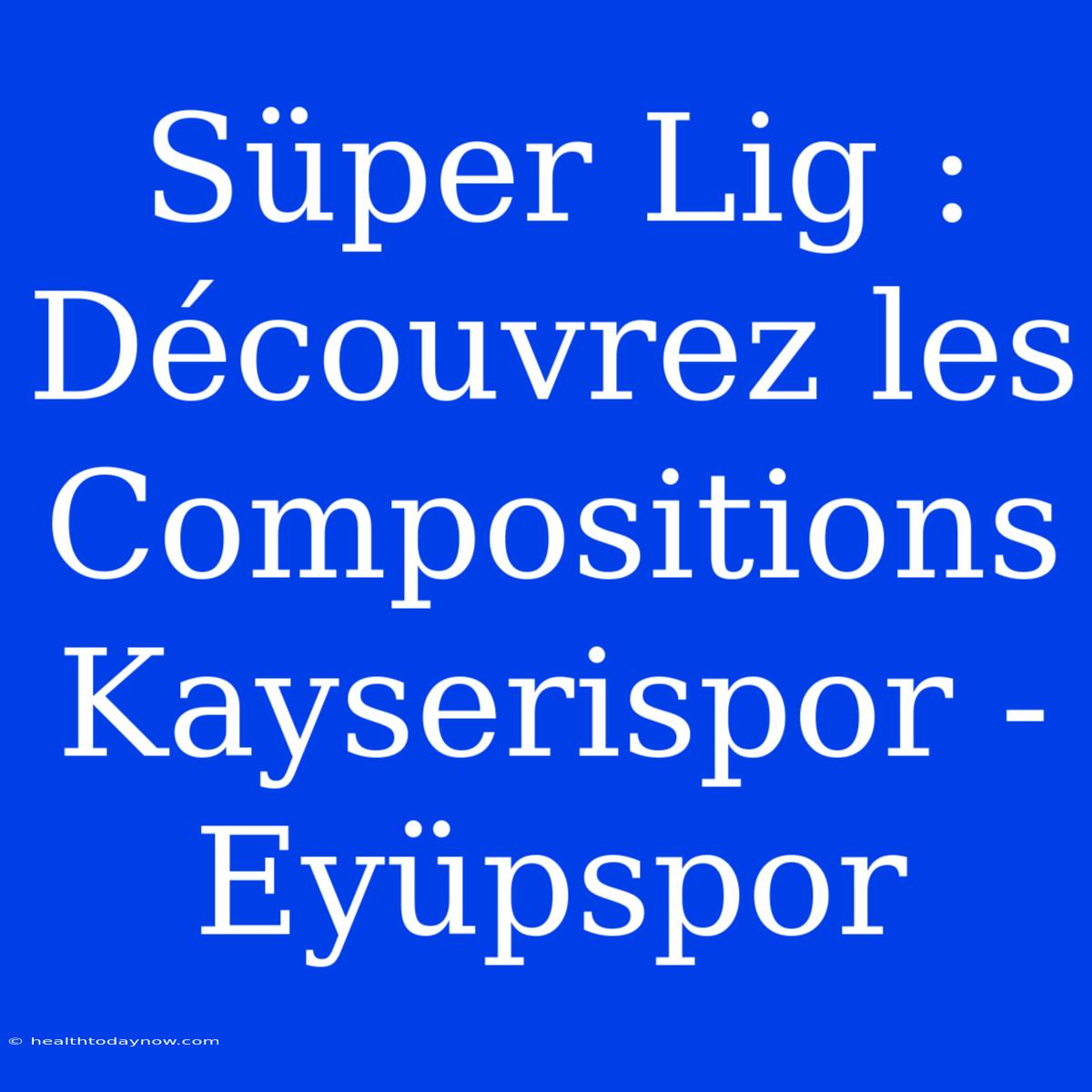 Süper Lig : Découvrez Les Compositions Kayserispor - Eyüpspor