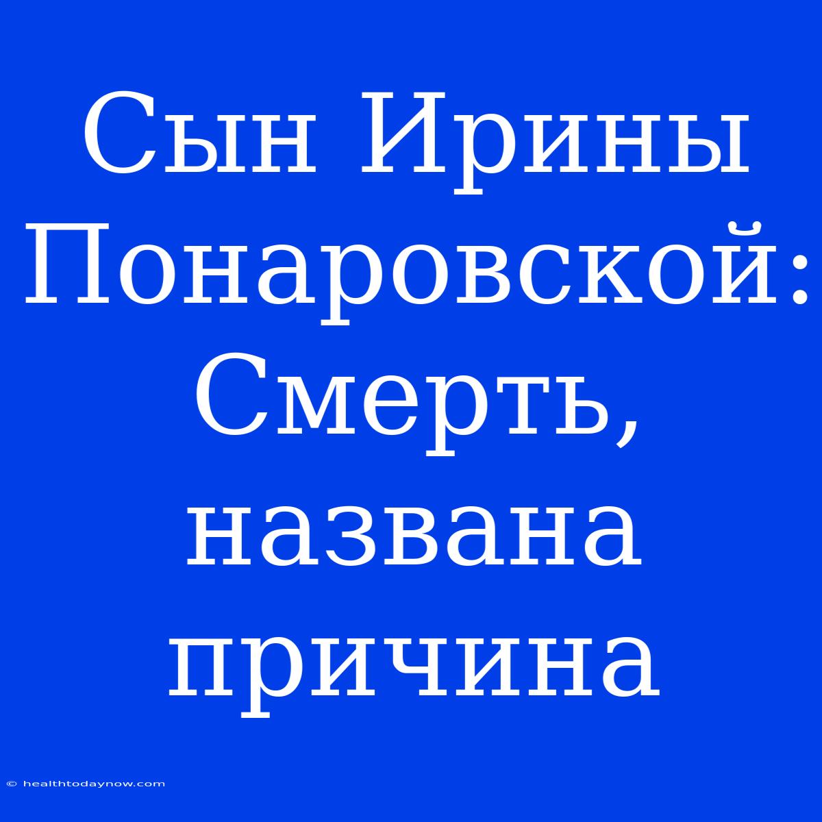 Сын Ирины Понаровской: Смерть, Названа Причина