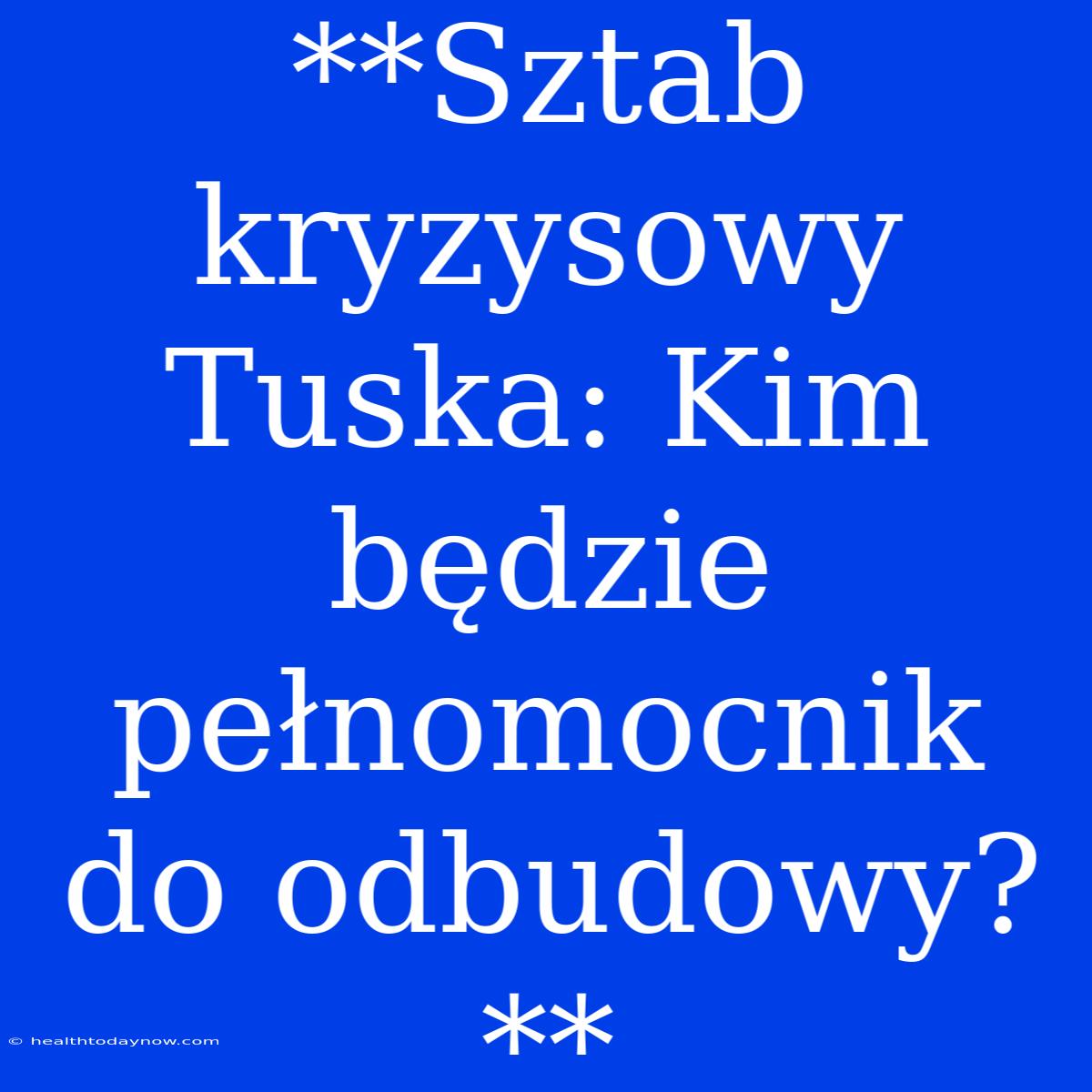 **Sztab Kryzysowy Tuska: Kim Będzie Pełnomocnik Do Odbudowy?**