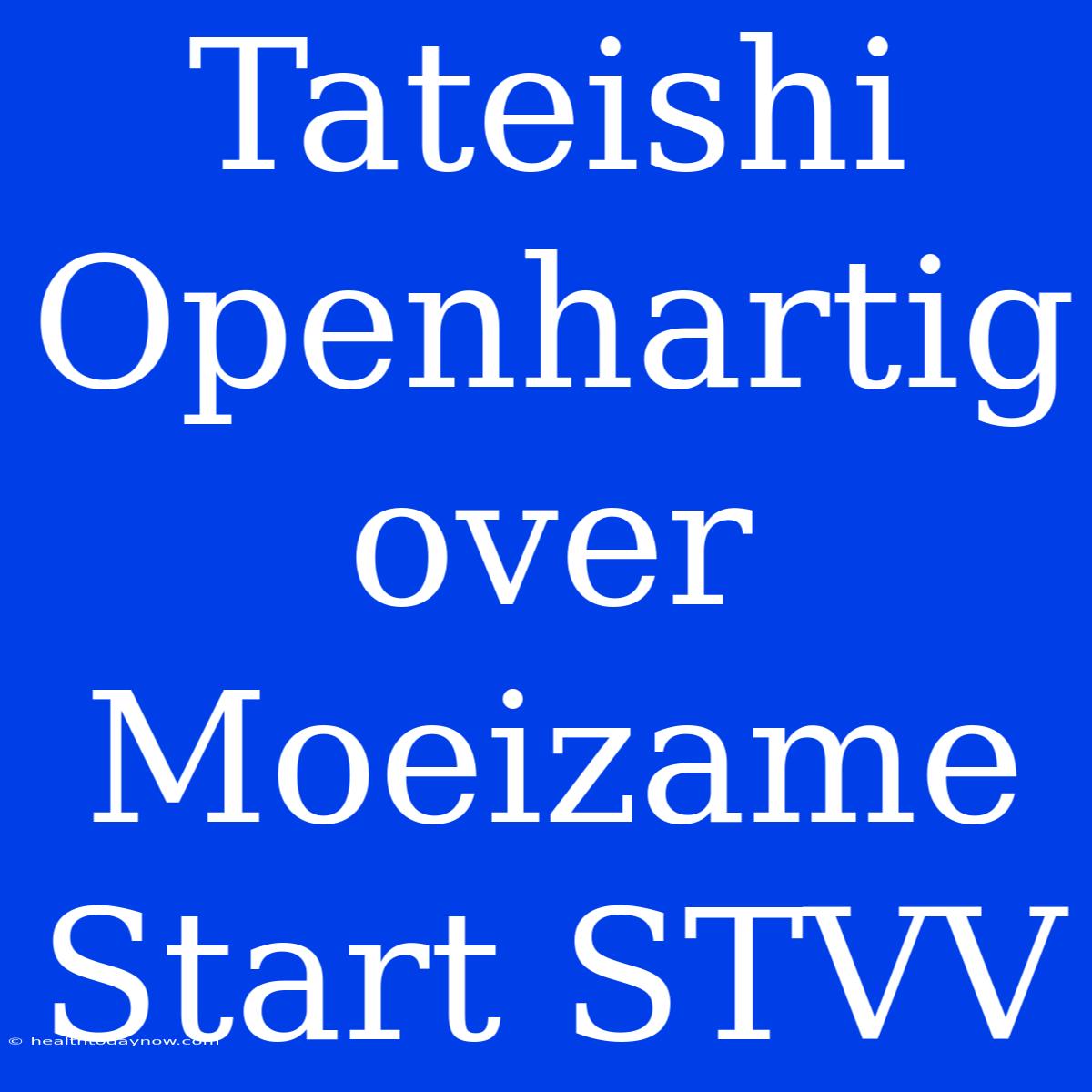 Tateishi Openhartig Over Moeizame Start STVV