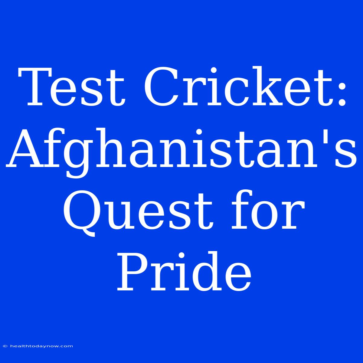 Test Cricket: Afghanistan's Quest For Pride