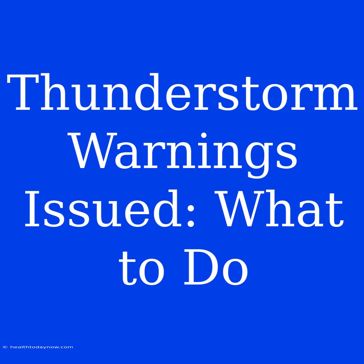 Thunderstorm Warnings Issued: What To Do