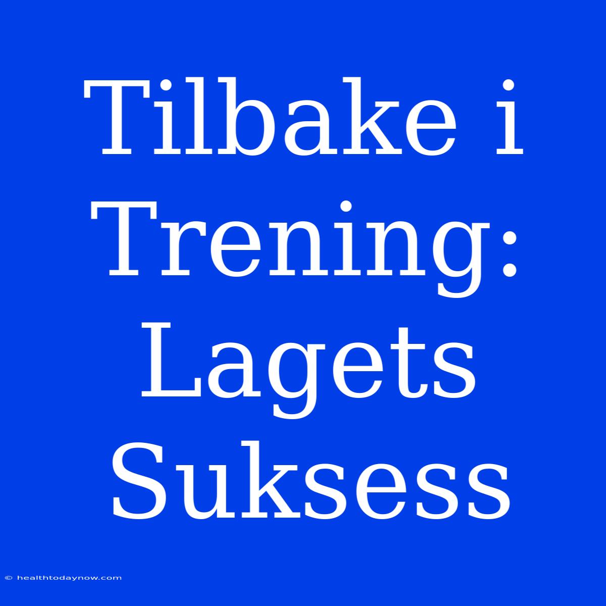 Tilbake I Trening: Lagets Suksess