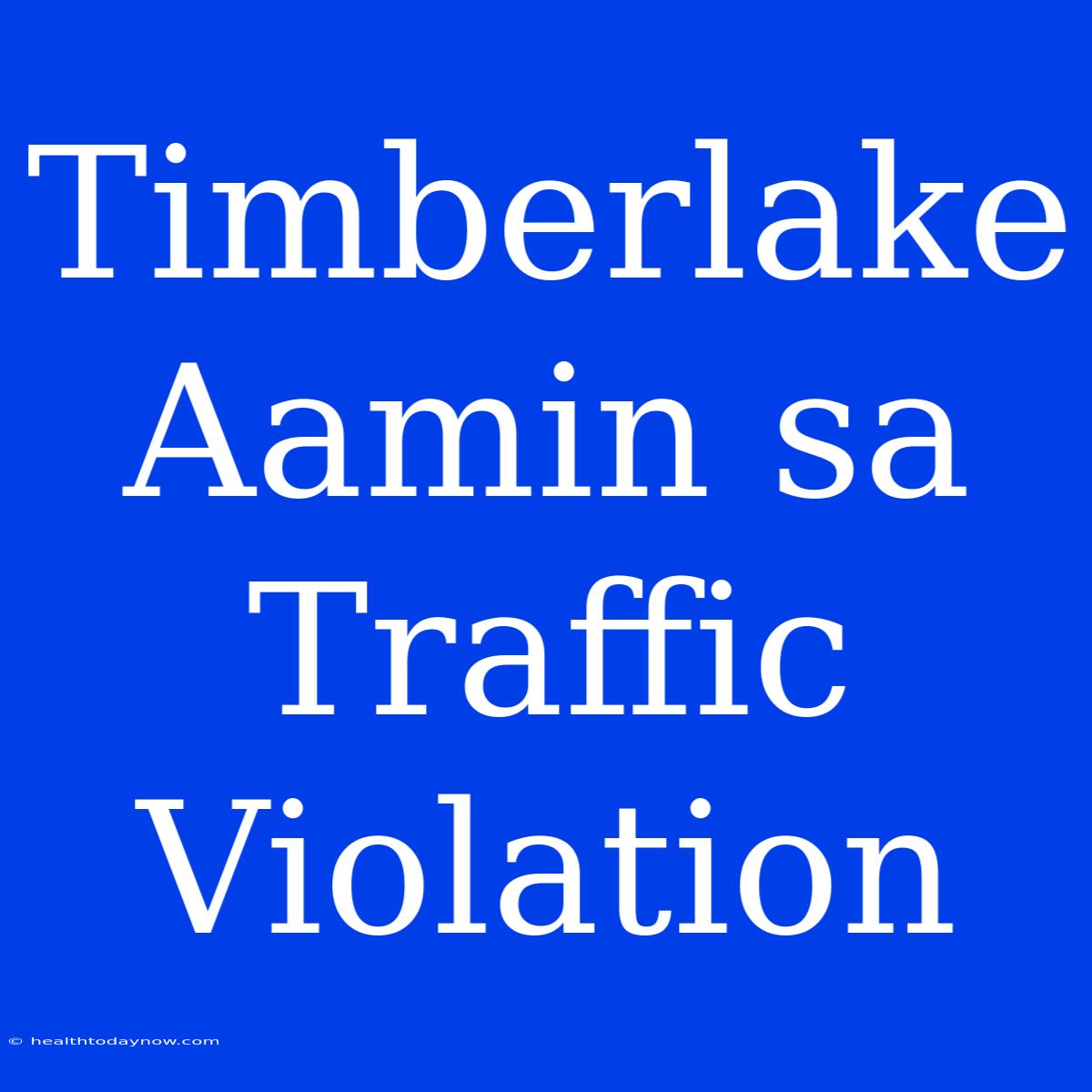 Timberlake Aamin Sa Traffic Violation