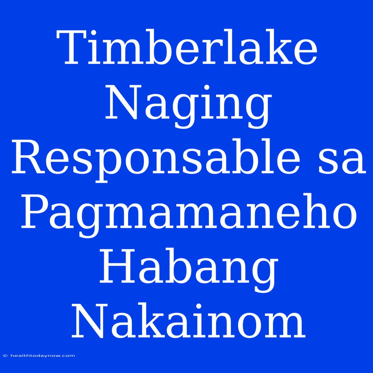 Timberlake Naging Responsable Sa Pagmamaneho Habang Nakainom