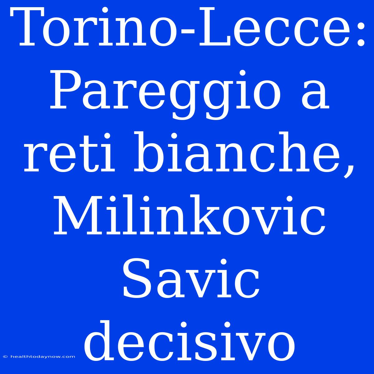 Torino-Lecce: Pareggio A Reti Bianche, Milinkovic Savic Decisivo