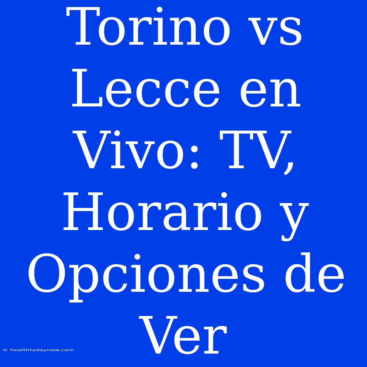 Torino Vs Lecce En Vivo: TV, Horario Y Opciones De Ver