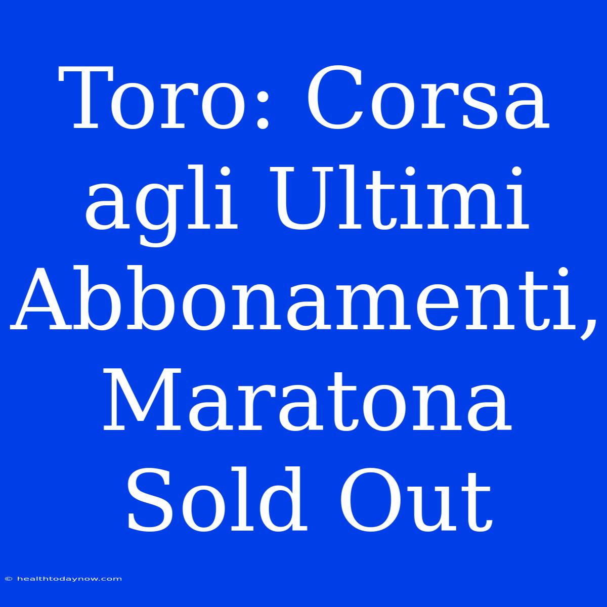 Toro: Corsa Agli Ultimi Abbonamenti, Maratona Sold Out