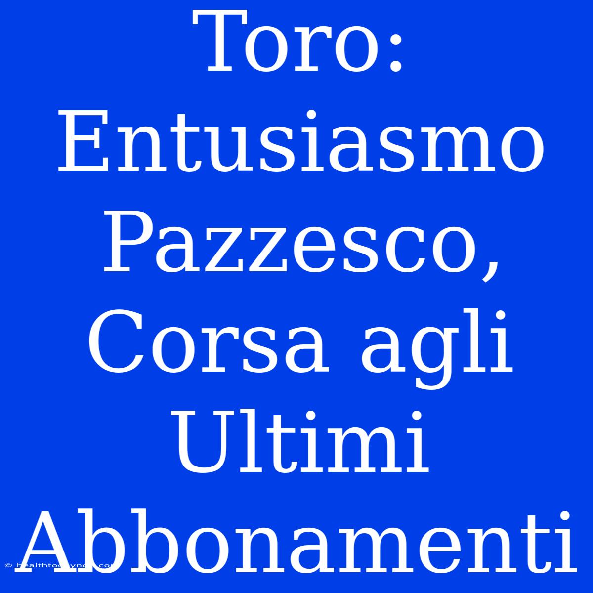 Toro: Entusiasmo Pazzesco, Corsa Agli Ultimi Abbonamenti