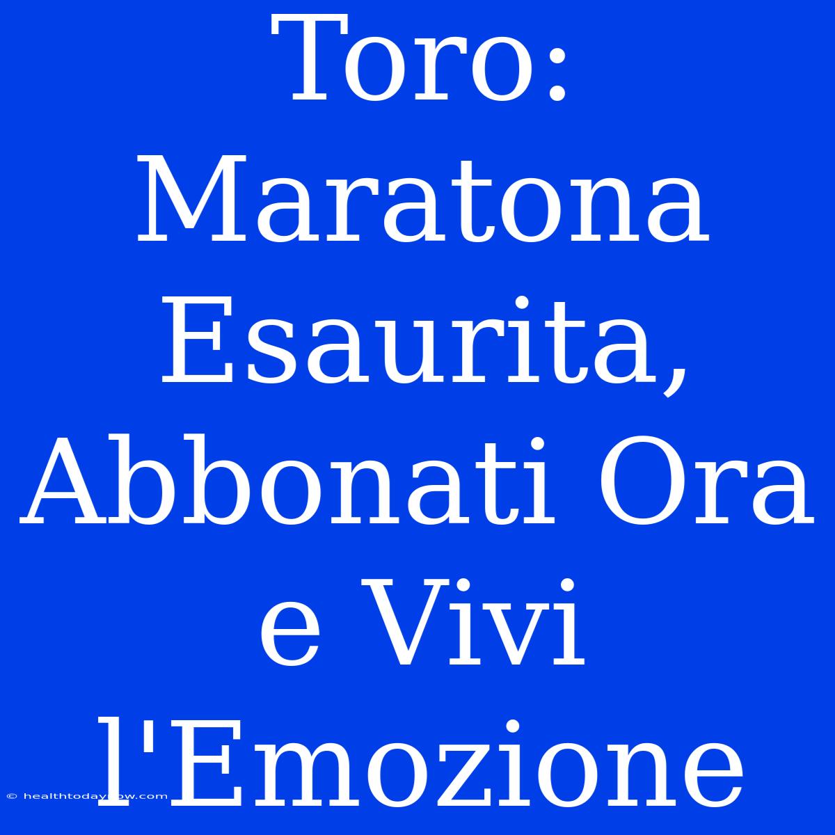 Toro: Maratona Esaurita, Abbonati Ora E Vivi L'Emozione