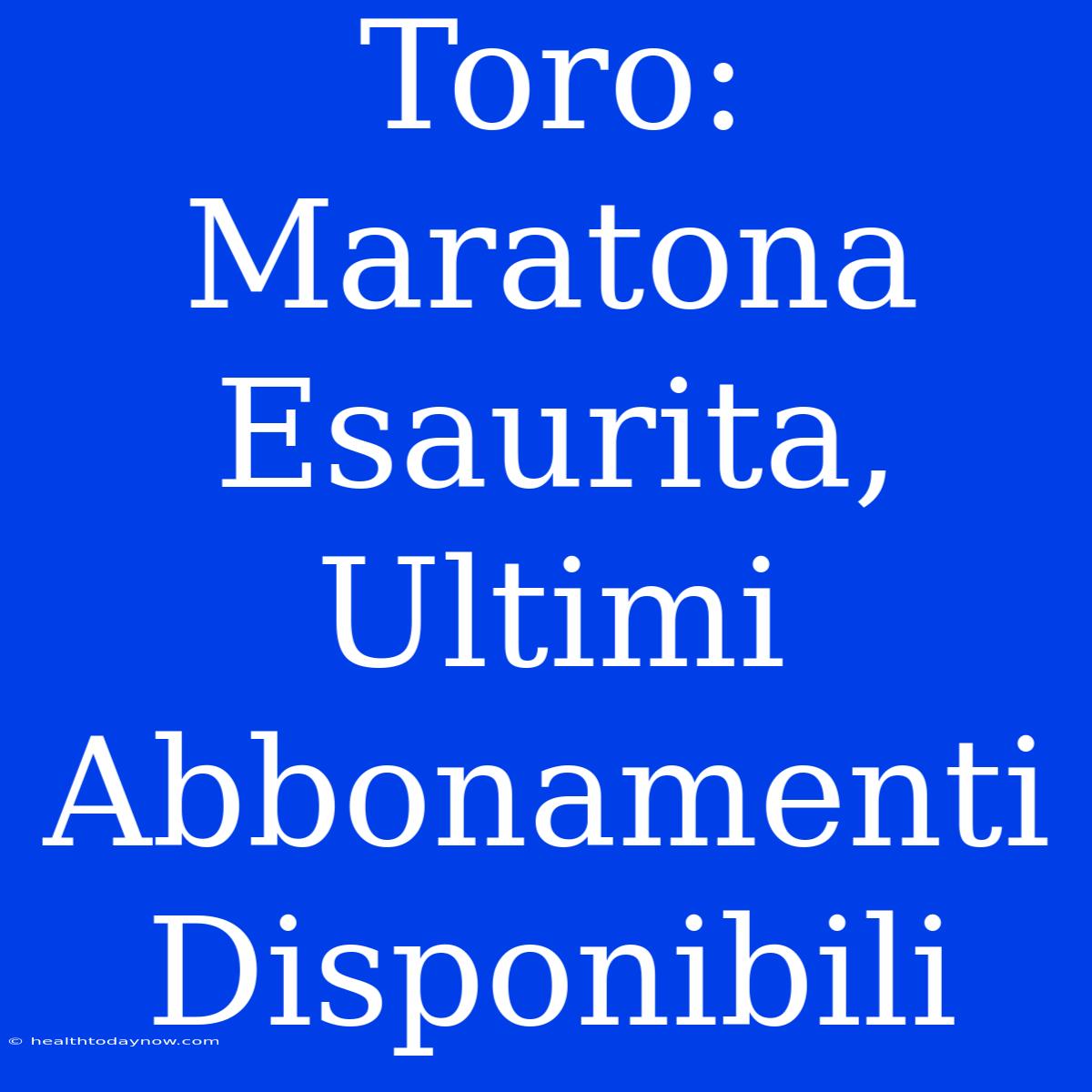 Toro: Maratona Esaurita, Ultimi Abbonamenti Disponibili