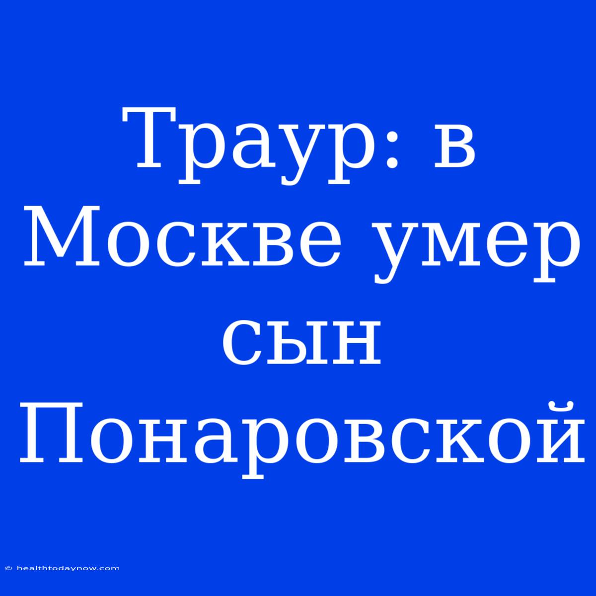 Траур: В Москве Умер Сын Понаровской