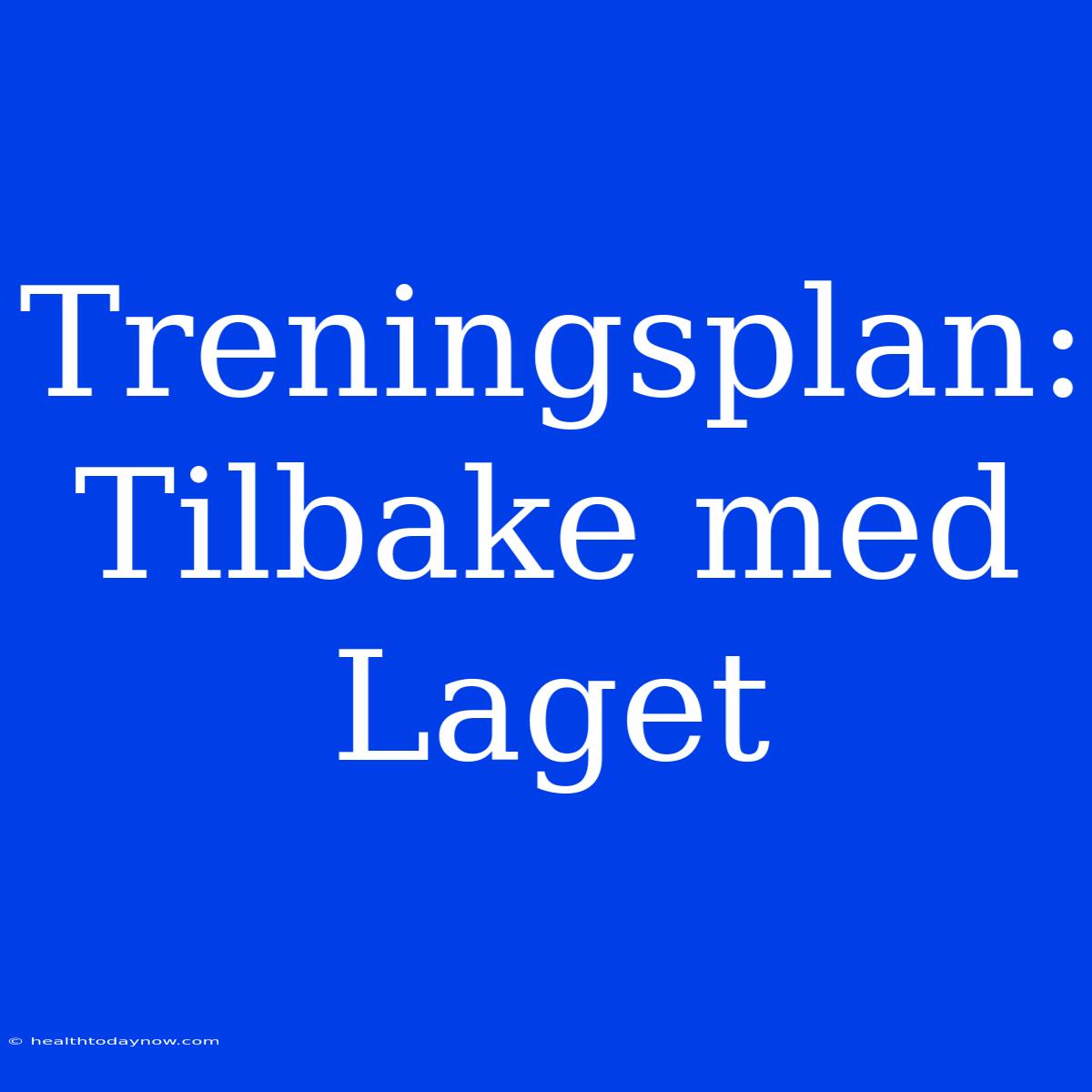 Treningsplan: Tilbake Med Laget