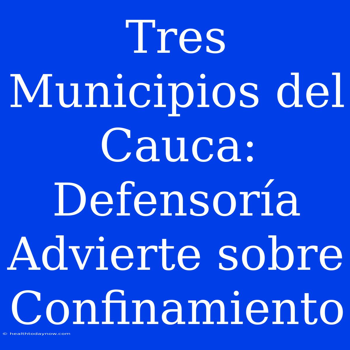 Tres Municipios Del Cauca: Defensoría Advierte Sobre Confinamiento