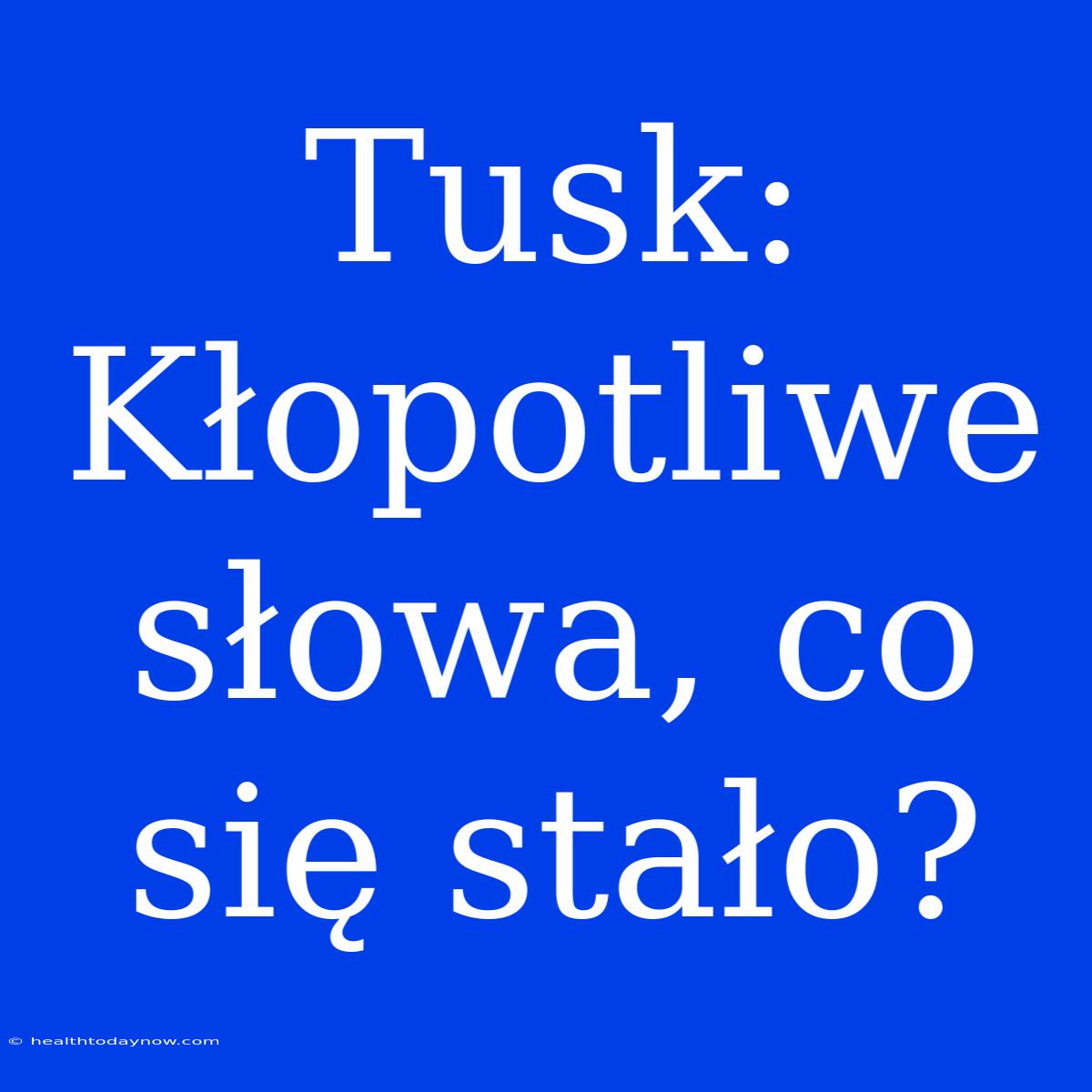 Tusk: Kłopotliwe Słowa, Co Się Stało?