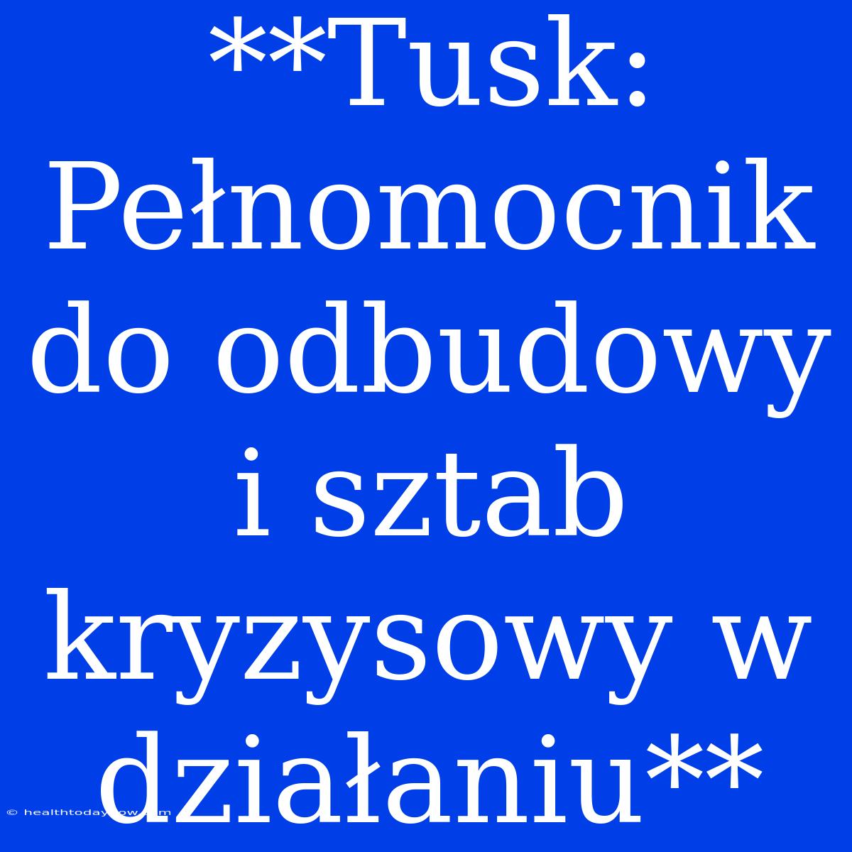 **Tusk: Pełnomocnik Do Odbudowy I Sztab Kryzysowy W Działaniu**