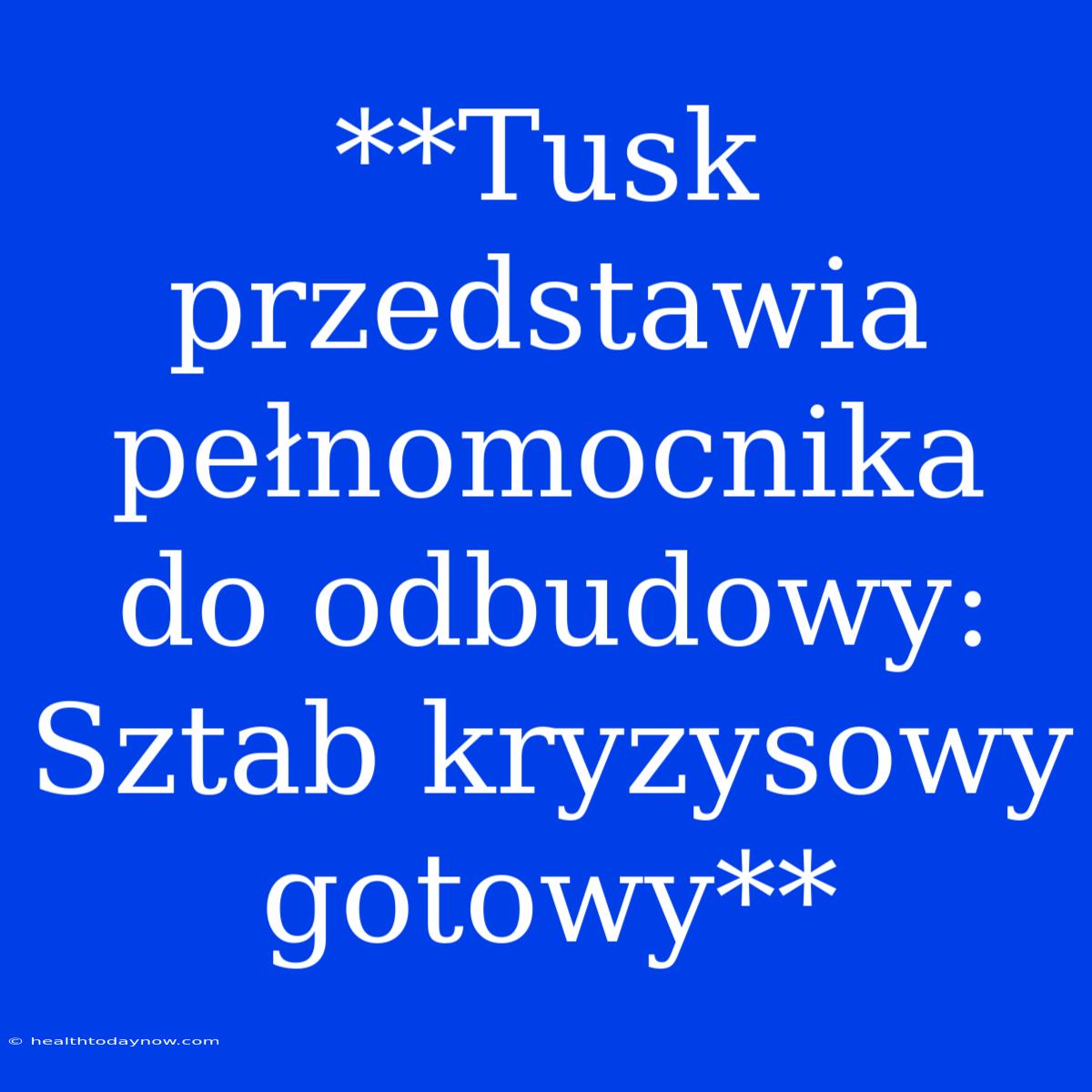 **Tusk Przedstawia Pełnomocnika Do Odbudowy: Sztab Kryzysowy Gotowy**