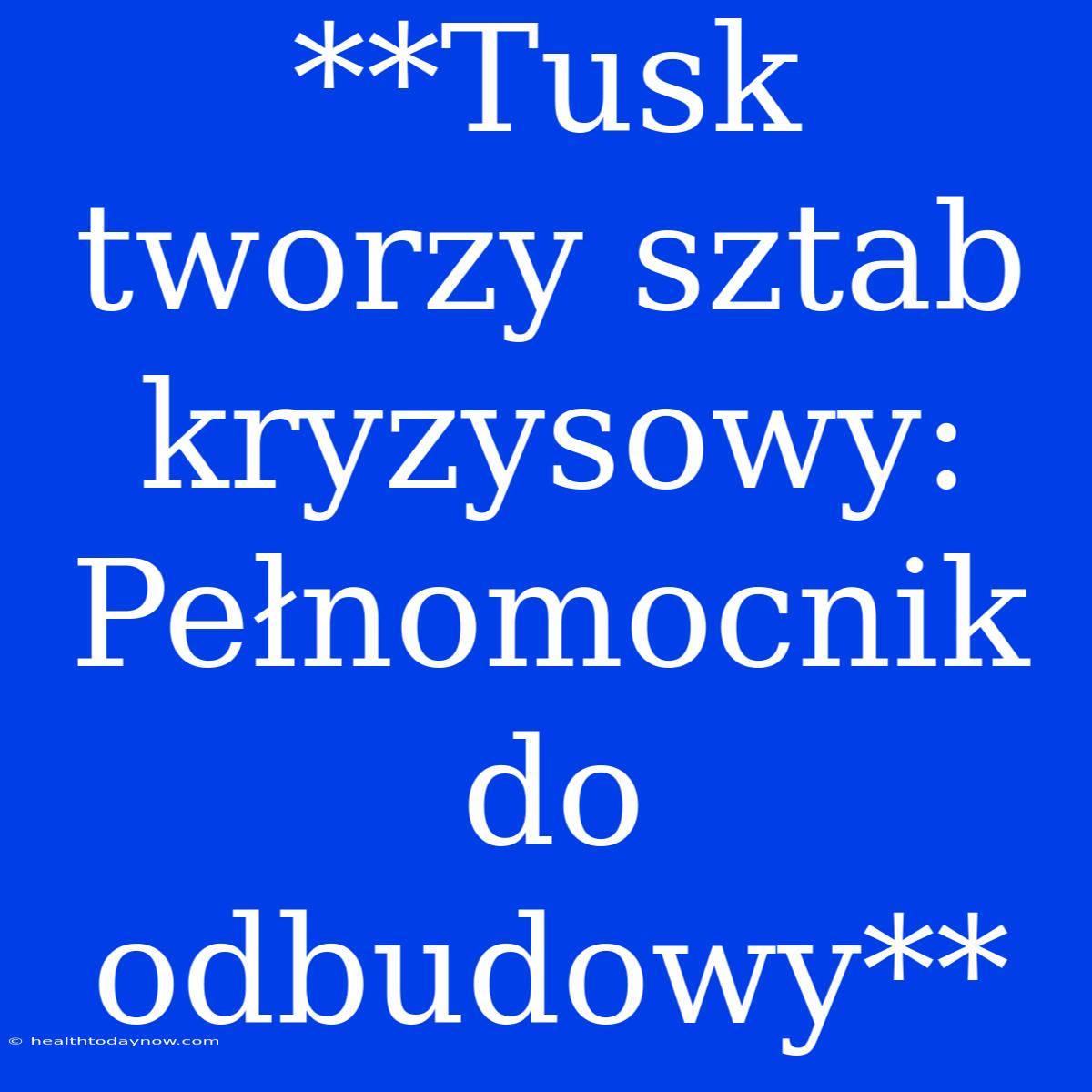 **Tusk Tworzy Sztab Kryzysowy: Pełnomocnik Do Odbudowy**