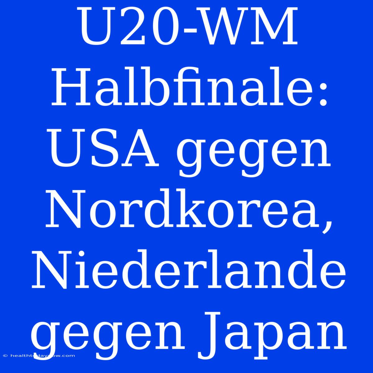 U20-WM Halbfinale: USA Gegen Nordkorea, Niederlande Gegen Japan