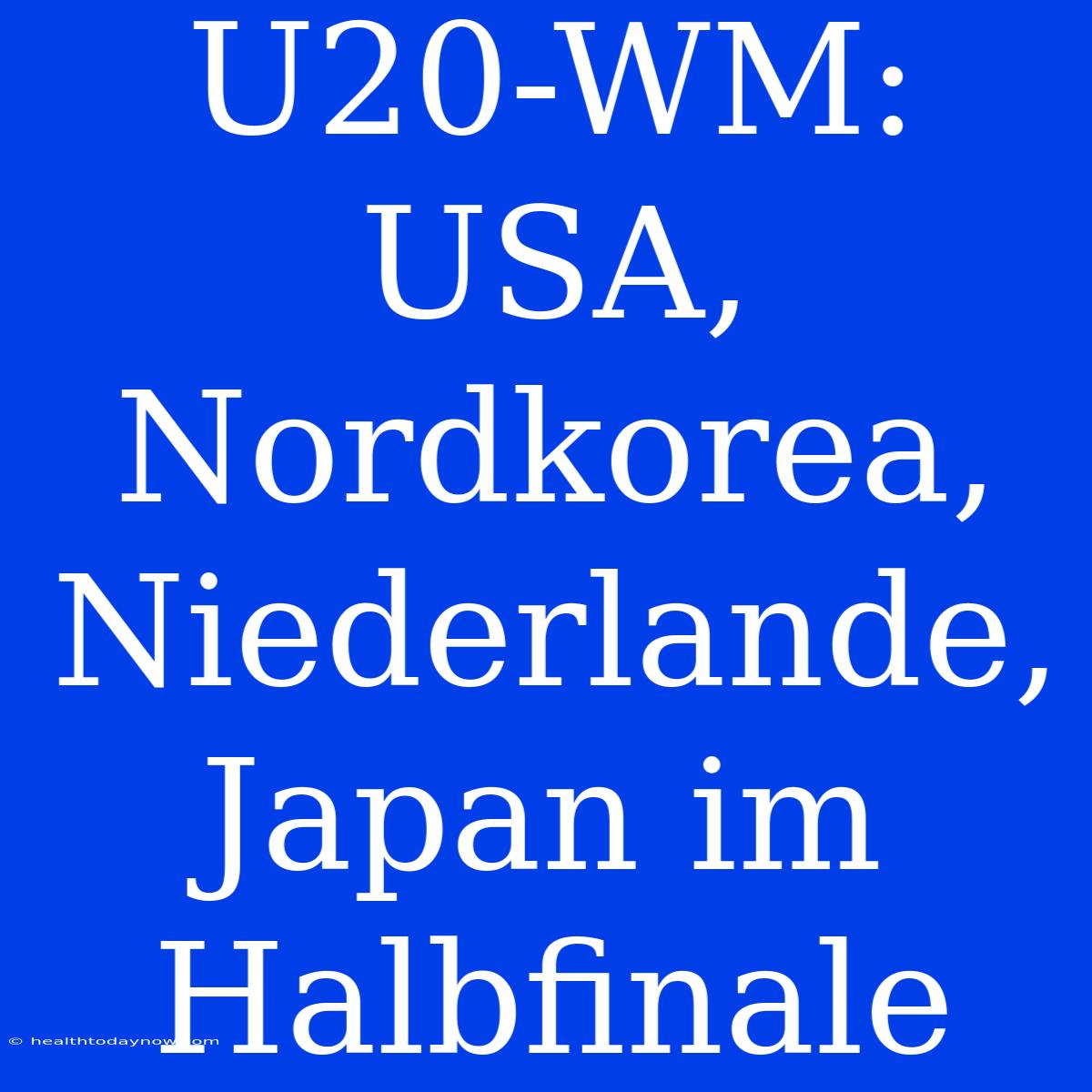 U20-WM: USA, Nordkorea, Niederlande, Japan Im Halbfinale