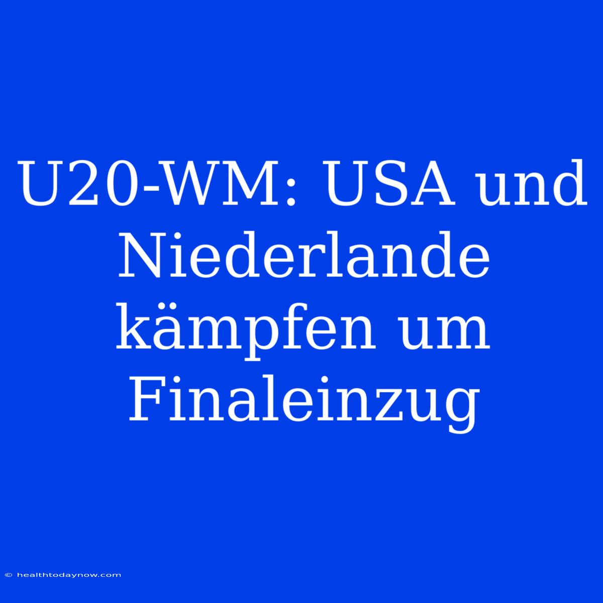 U20-WM: USA Und Niederlande Kämpfen Um Finaleinzug