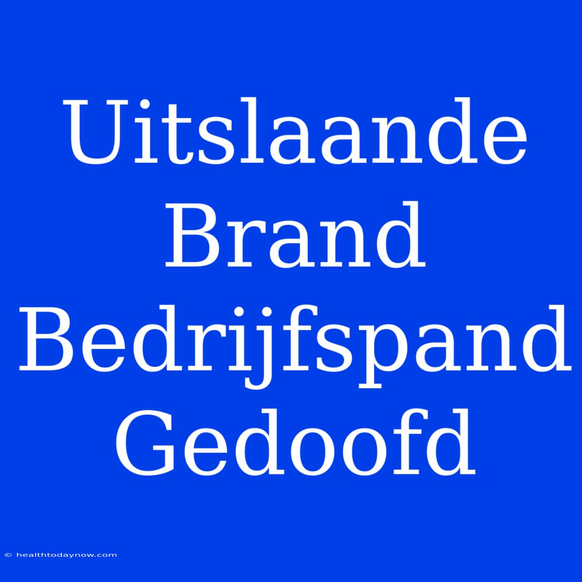 Uitslaande Brand Bedrijfspand Gedoofd 