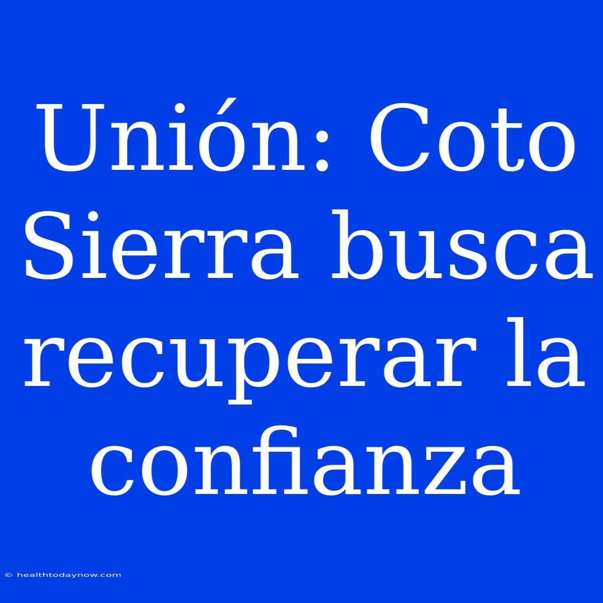 Unión: Coto Sierra Busca Recuperar La Confianza