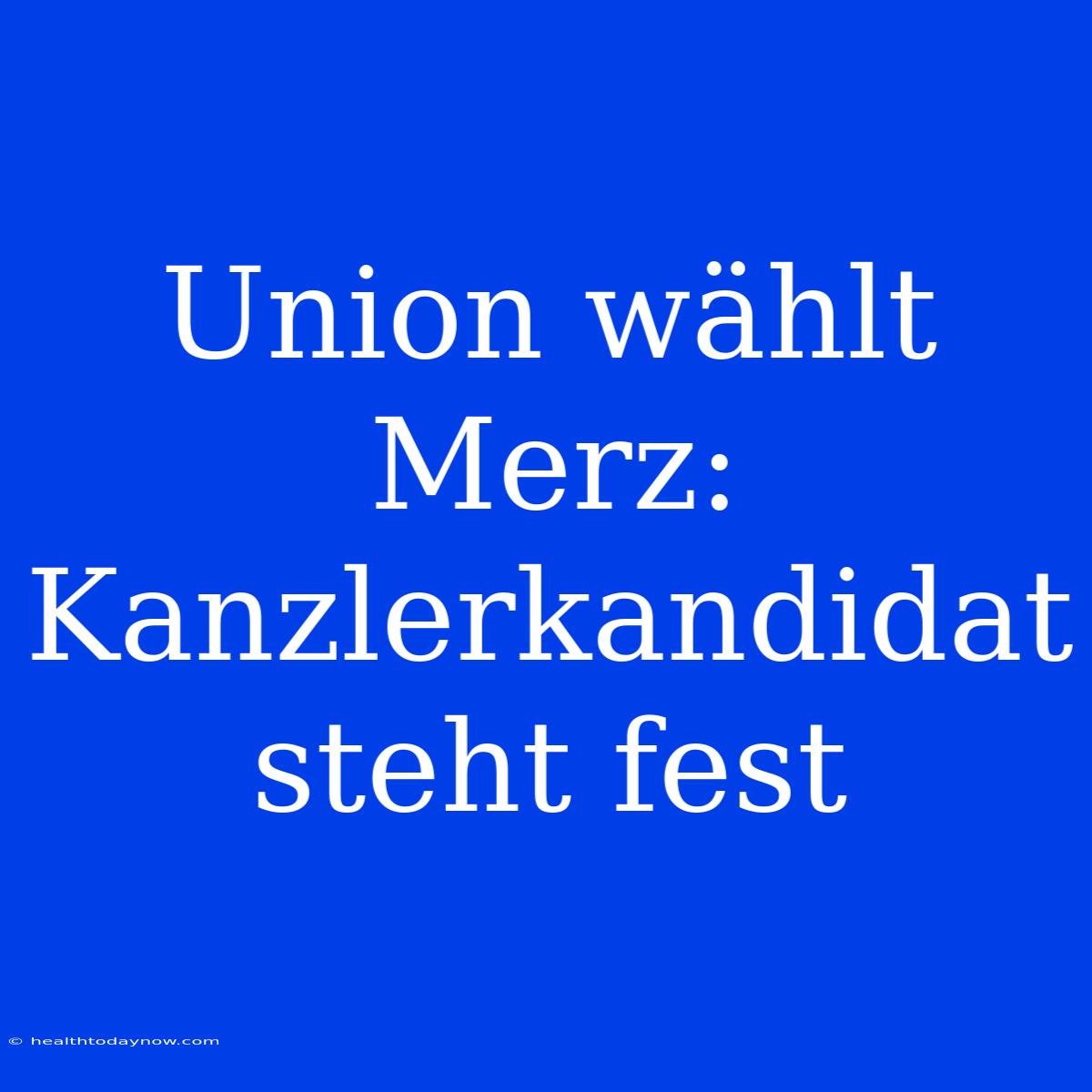 Union Wählt Merz: Kanzlerkandidat Steht Fest