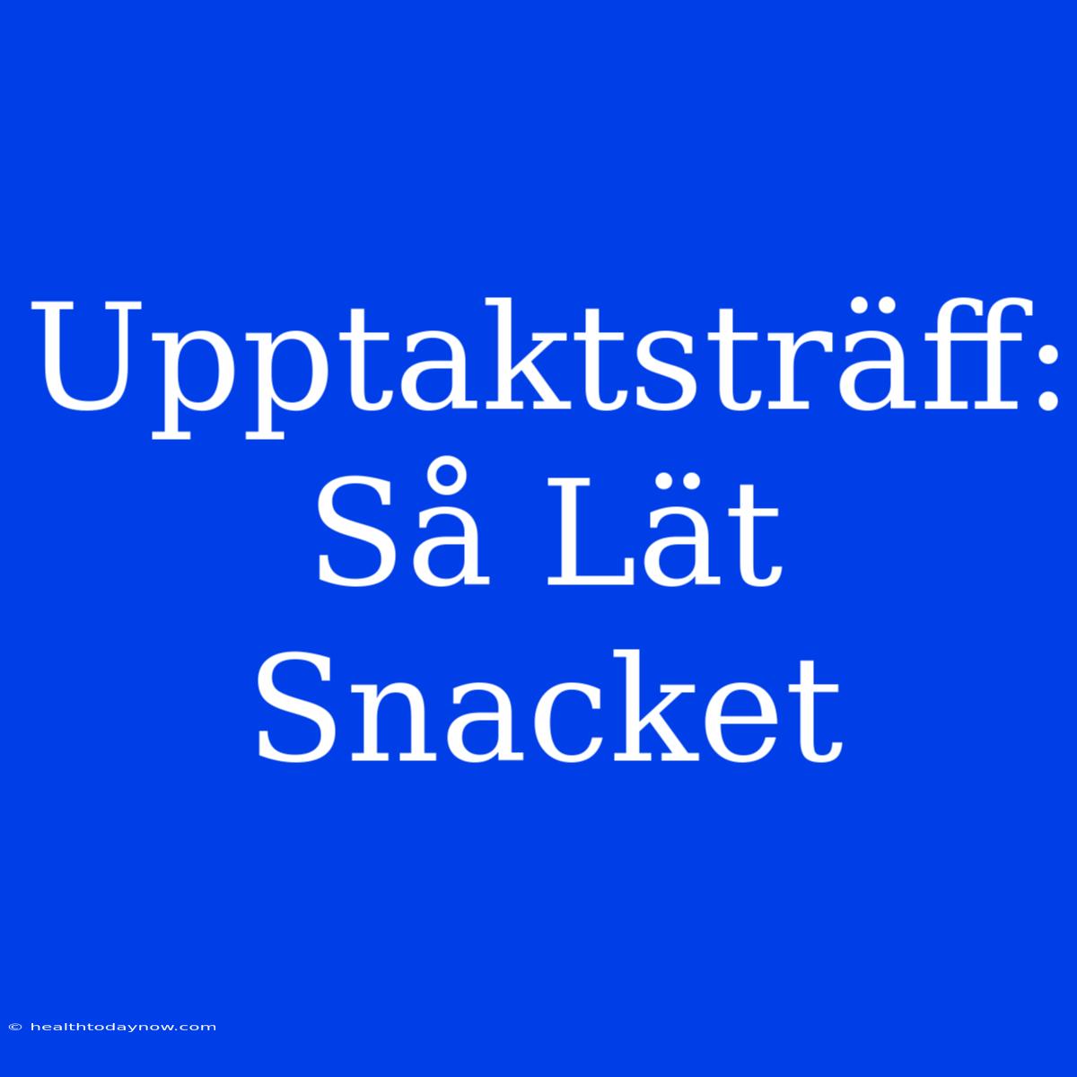 Upptaktsträff: Så Lät Snacket