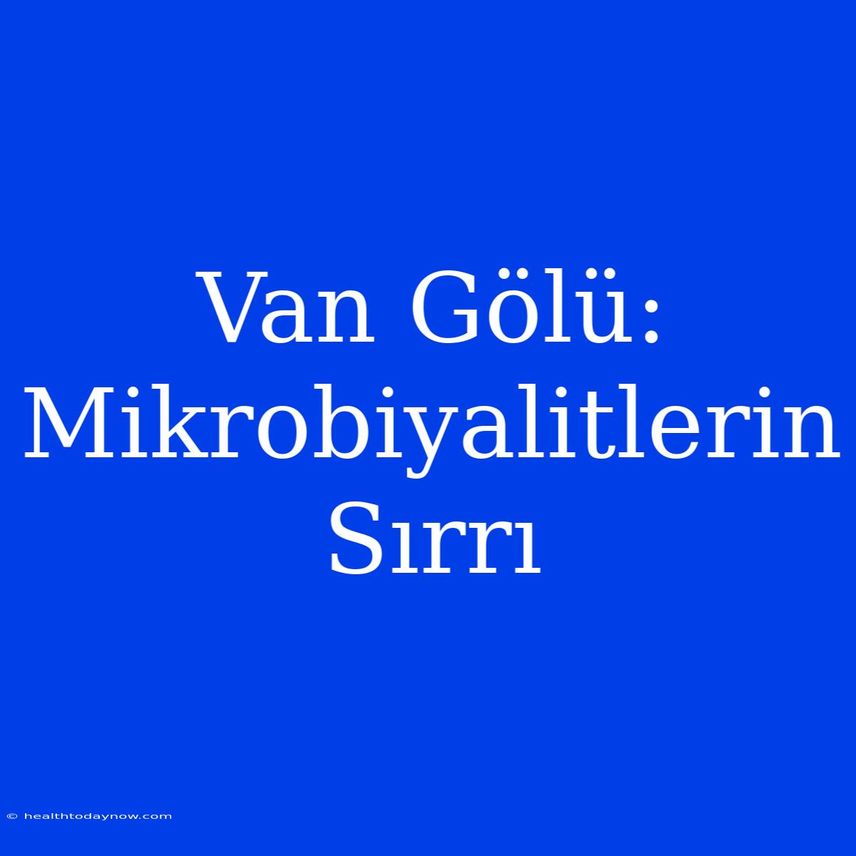 Van Gölü: Mikrobiyalitlerin Sırrı