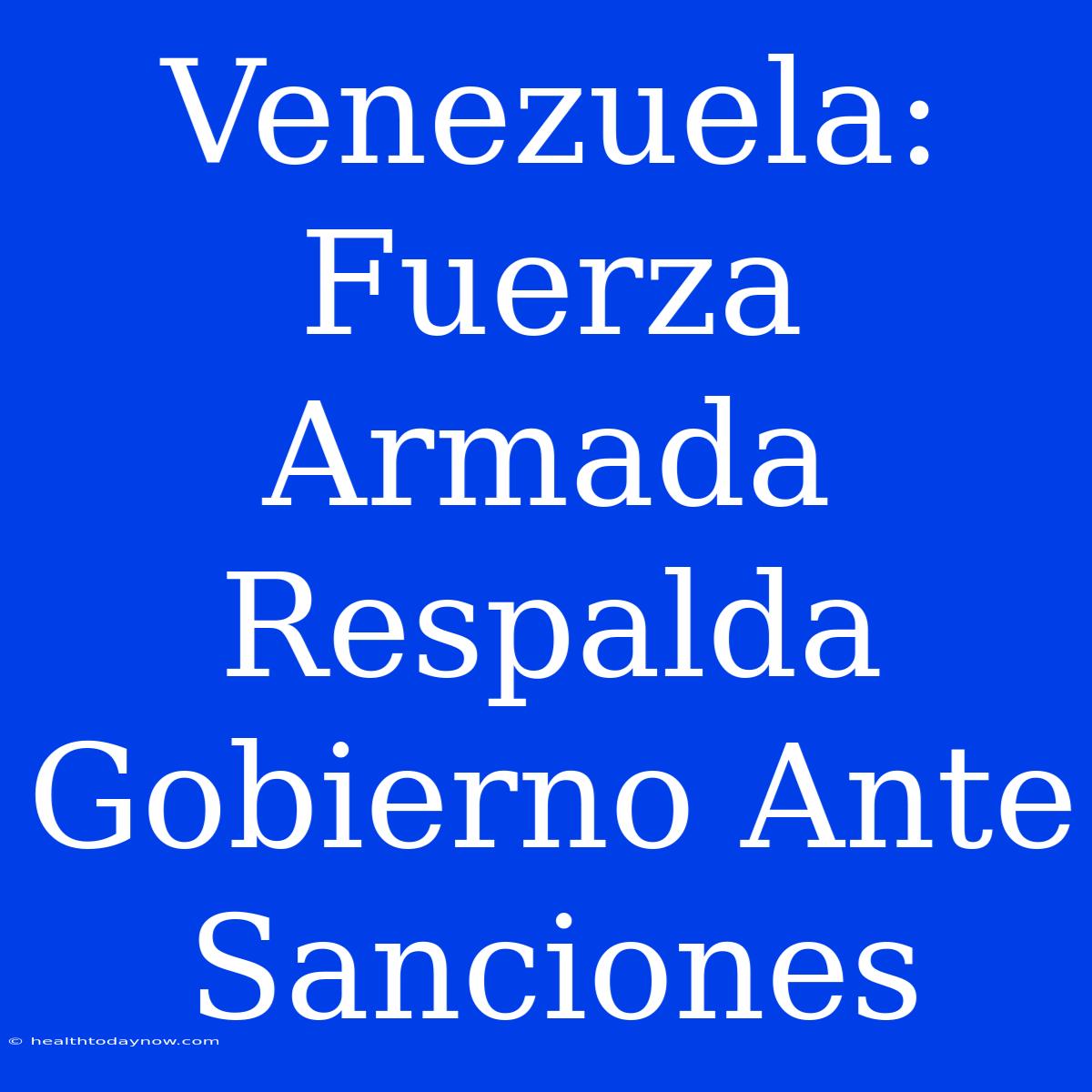 Venezuela: Fuerza Armada Respalda Gobierno Ante Sanciones