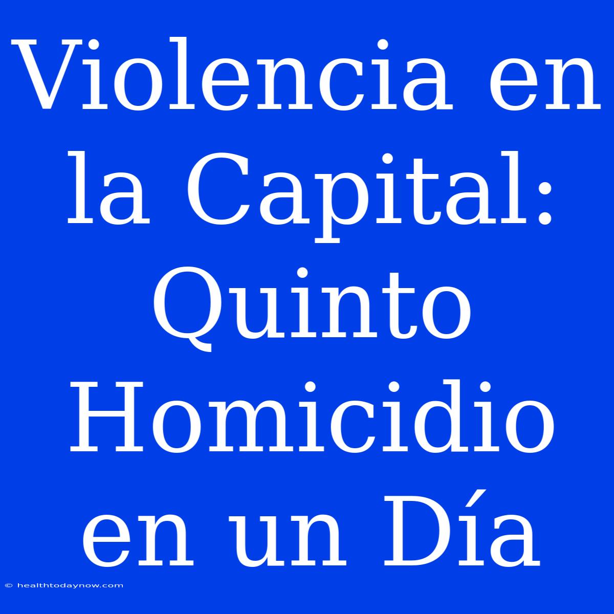 Violencia En La Capital: Quinto Homicidio En Un Día