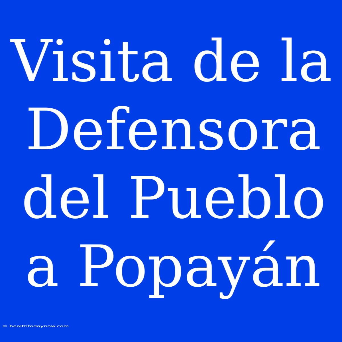 Visita De La Defensora Del Pueblo A Popayán