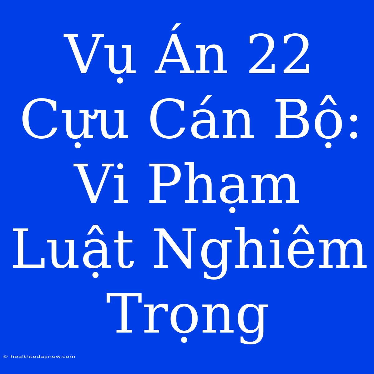 Vụ Án 22 Cựu Cán Bộ: Vi Phạm Luật Nghiêm Trọng