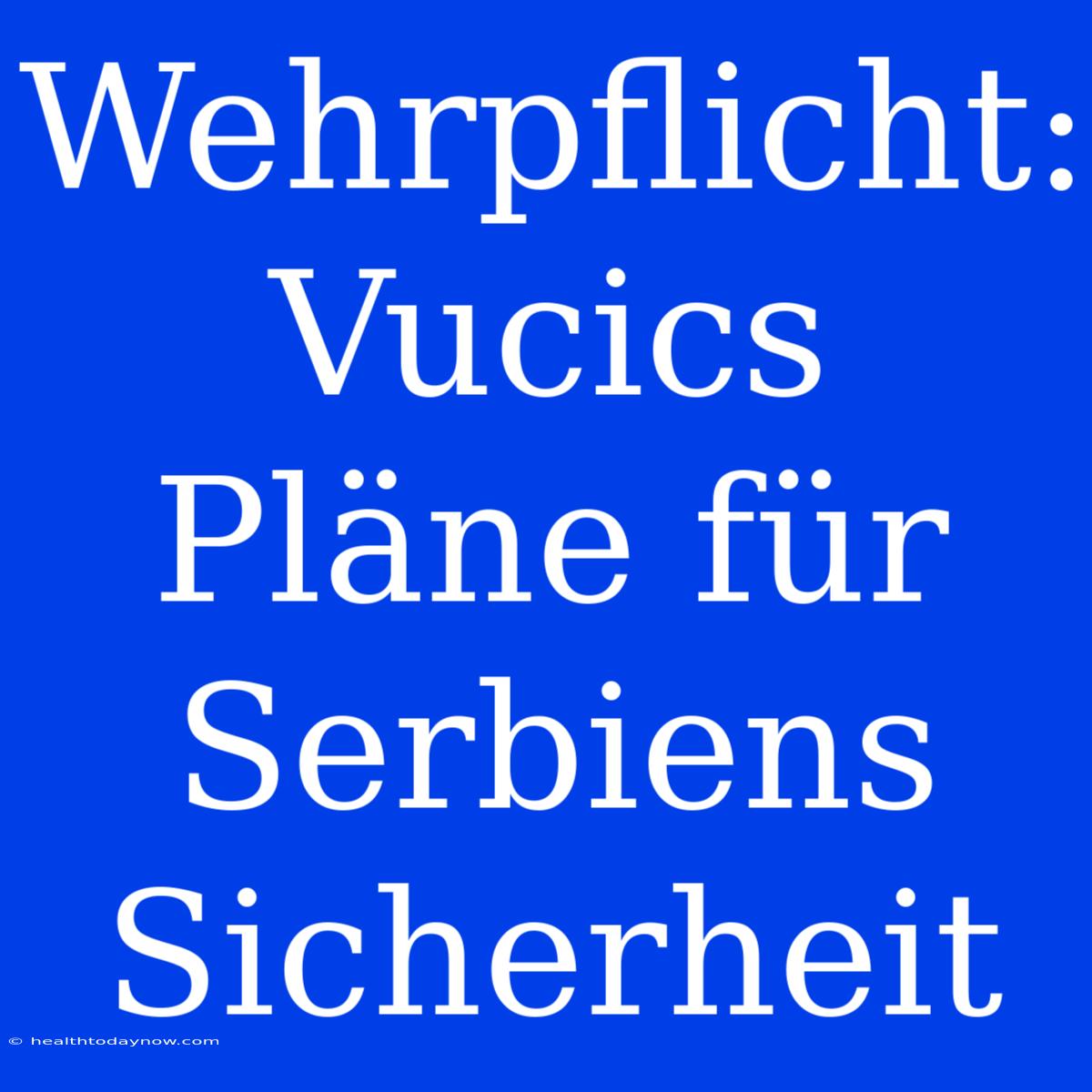 Wehrpflicht: Vucics Pläne Für Serbiens Sicherheit