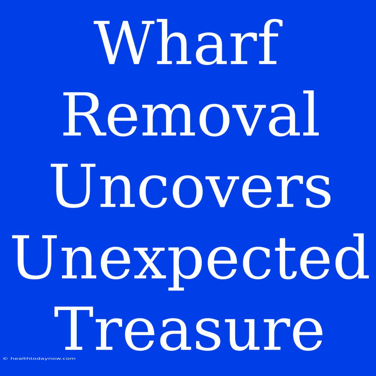 Wharf Removal Uncovers Unexpected Treasure 