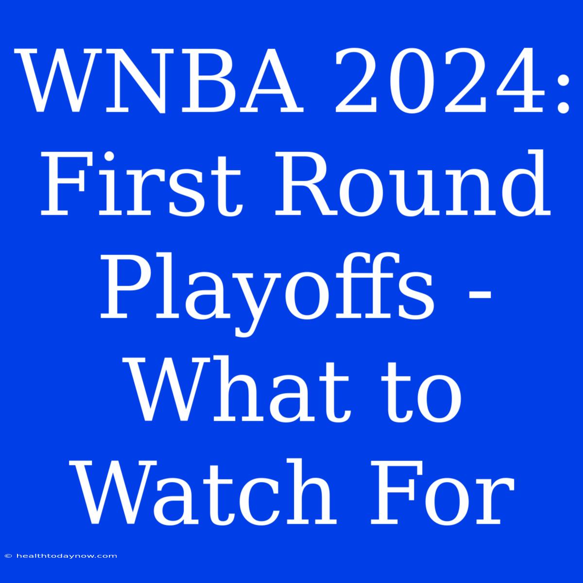 WNBA 2024: First Round Playoffs - What To Watch For