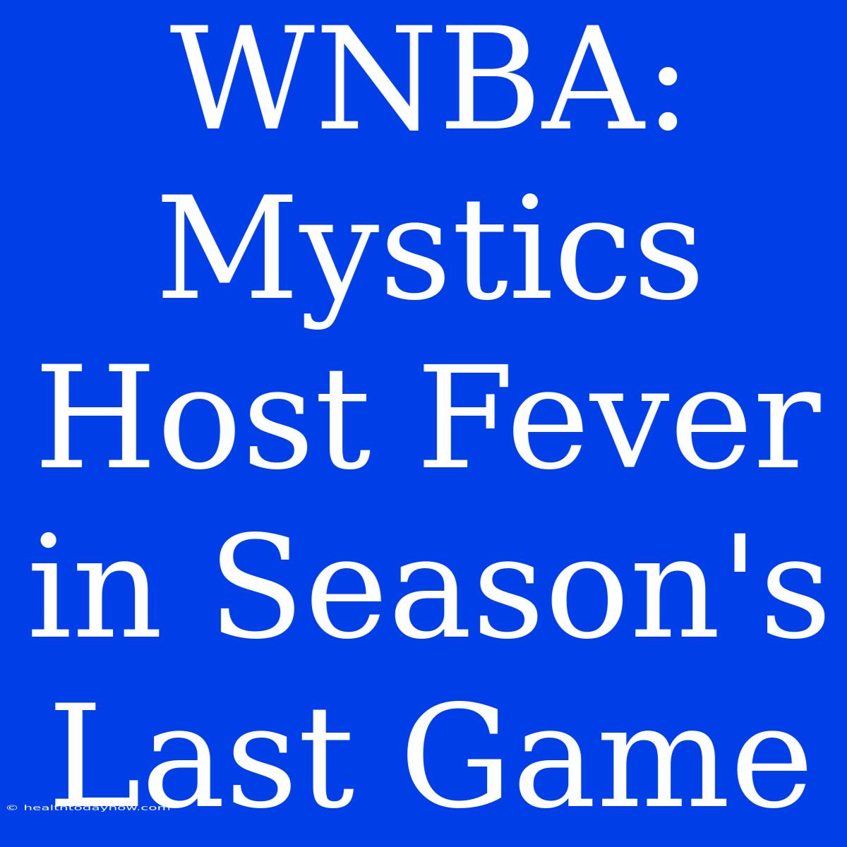 WNBA: Mystics Host Fever In Season's Last Game 