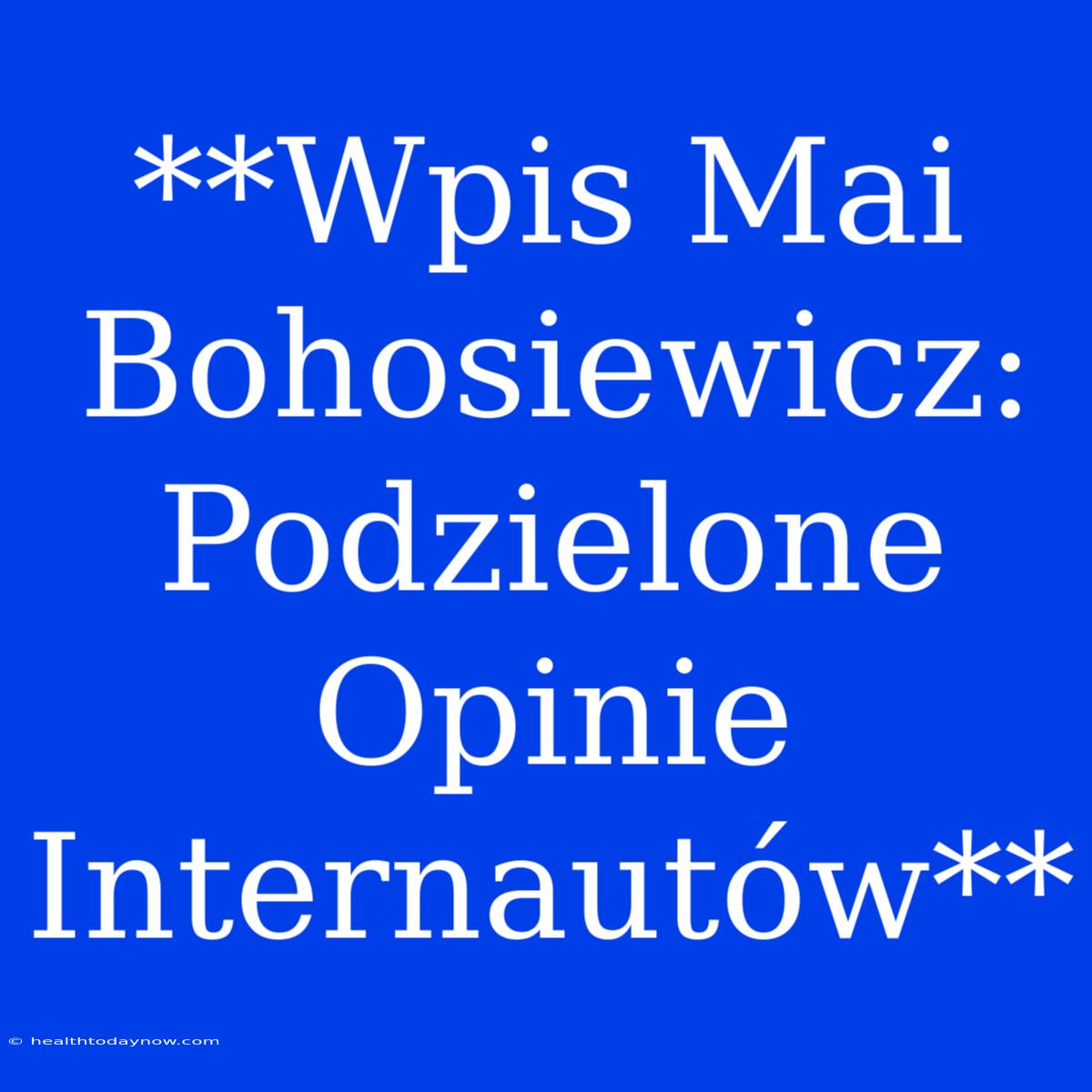 **Wpis Mai Bohosiewicz: Podzielone Opinie Internautów**