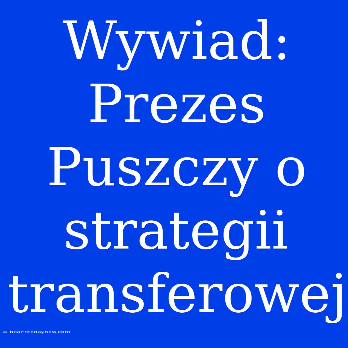 Wywiad: Prezes Puszczy O Strategii Transferowej