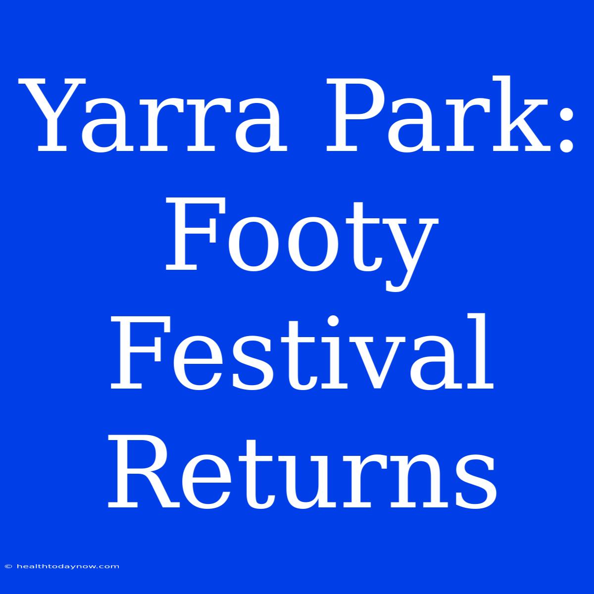 Yarra Park: Footy Festival Returns